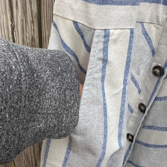 BUCKLE BLACK Blue Stripe Cotton Blend Midi Strap Dress Women’s Large NWT NEW - Picture 6 of 11